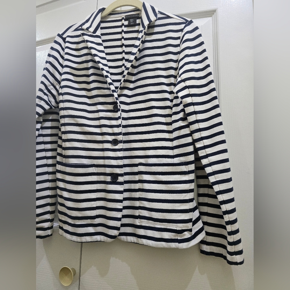 Striped Navy and White Women's Medium Blazer
